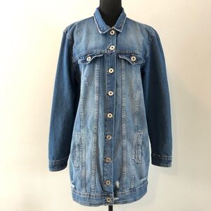 Women’s Lez A Lez Blue Long Denim Jean Jacket size L